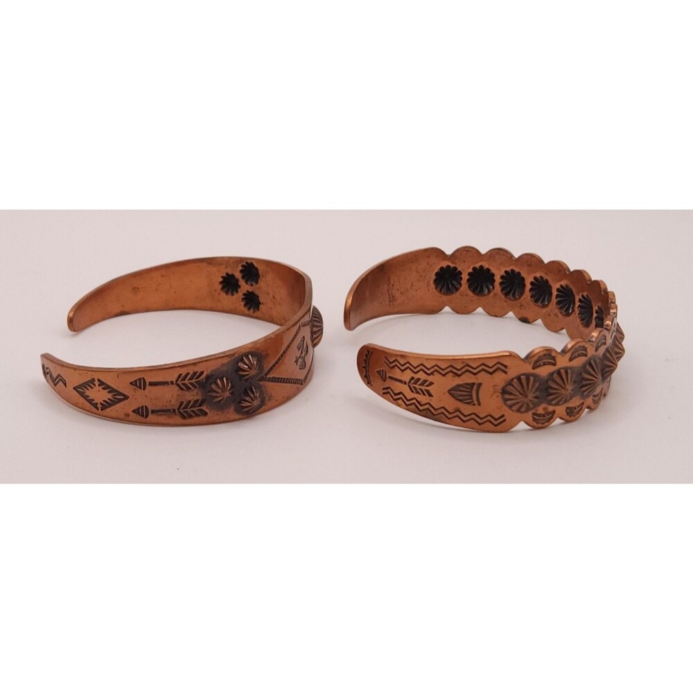 Vintage Copper Native American Thunderbird Cuff Bracelets - Set of 2 - Picture 3 of 10